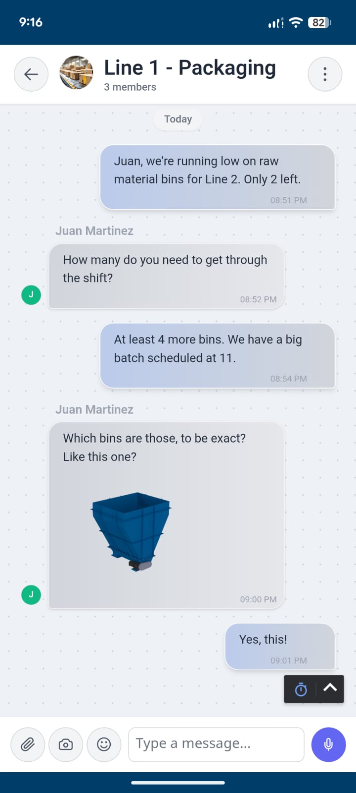 Factory Chat on mobile device
